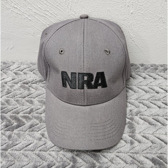NRA Logo Hat Cap Gray Black Embroidered Gun Adjustable - Picture 4 of 9